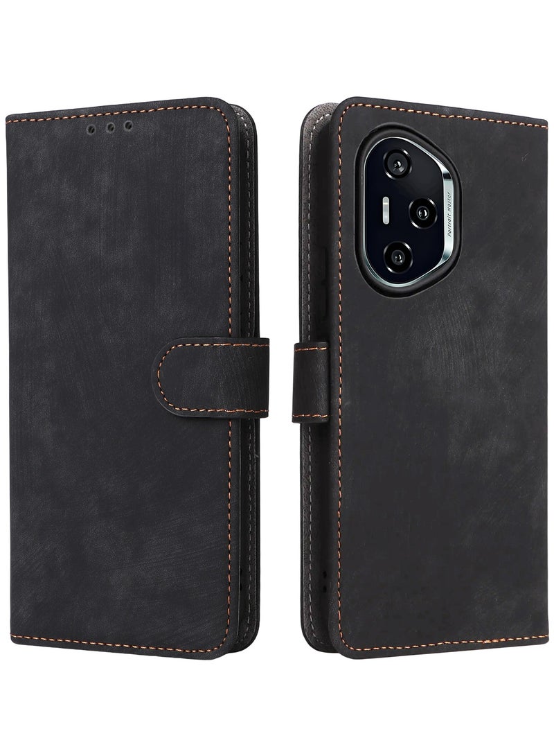 For Honor 400 Flip Cover with Detachable lanyard, PU Leather Full Body Protection Shockproof Flip Mobile Phone Case, RFID Anti-theft Brush Folio Wallet Case  - Image 3
