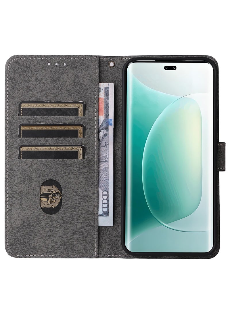 For Honor 400 Flip Cover with Detachable lanyard, PU Leather Full Body Protection Shockproof Flip Mobile Phone Case, RFID Anti-theft Brush Folio Wallet Case  - Image 5