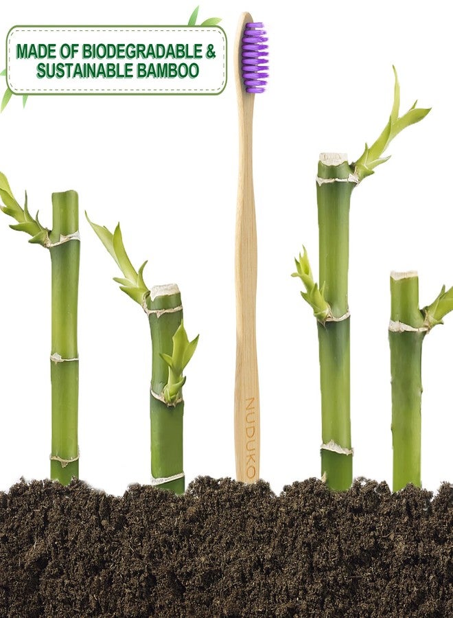NUDUKO Biodegradable Bamboo Toothbrushes, 10 Piece BPA Free Soft Bristles Toothbrushes, Natural, Eco-Friendly, Green and Compostable (Multicolored Bristles) - Image 3