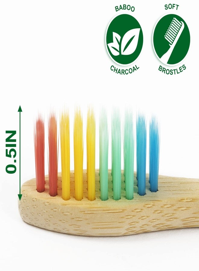 NUDUKO Biodegradable Bamboo Toothbrushes, 10 Piece BPA Free Soft Bristles Toothbrushes, Natural, Eco-Friendly, Green and Compostable (Multicolored Bristles) - Image 2