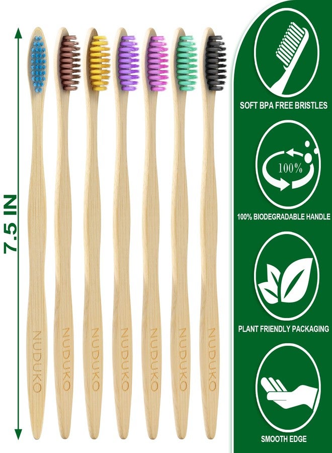 NUDUKO Biodegradable Bamboo Toothbrushes, 10 Piece BPA Free Soft Bristles Toothbrushes, Natural, Eco-Friendly, Green and Compostable (Multicolored Bristles) - Image 4