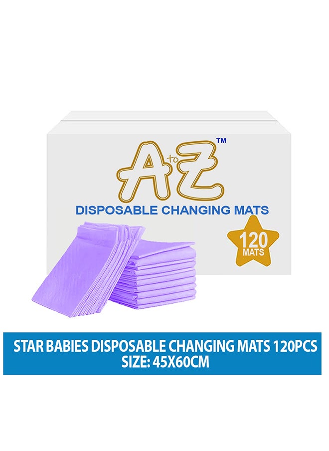 A TO Z A to Z - Disposable Changing Mat size (45cm x 60cm) Large- Premium Quality for Baby Soft Ultra Absorbent Waterproof - Pack of 120 - Lavender  - Image 2