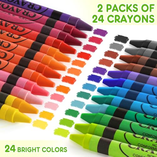 Uranus&No.1 Crayons 24 Count 2 Packs of 24 Assorted Colors Premium Crayon for Kids 48 NonToxic Crayons for Toddlers 13 Back to School Supplies for Classroom Birthday Gifts Party Favors for Boys Girls - Image 5