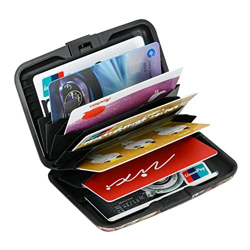 ELFISH Mini RFID Aluminum Wallet Credit Cards Holder Business Card Case Metal ID Case for Men Women（Happy Flower - Image 5