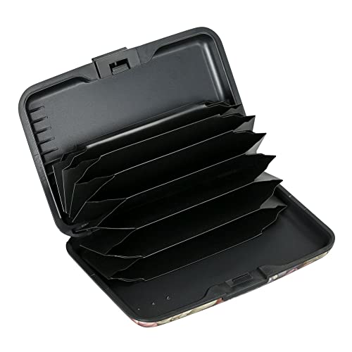 ELFISH Mini RFID Aluminum Wallet Credit Cards Holder Business Card Case Metal ID Case for Men Women（Happy Flower - Image 2