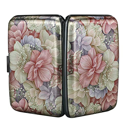 ELFISH Mini RFID Aluminum Wallet Credit Cards Holder Business Card Case Metal ID Case for Men Women（Happy Flower - Image 3
