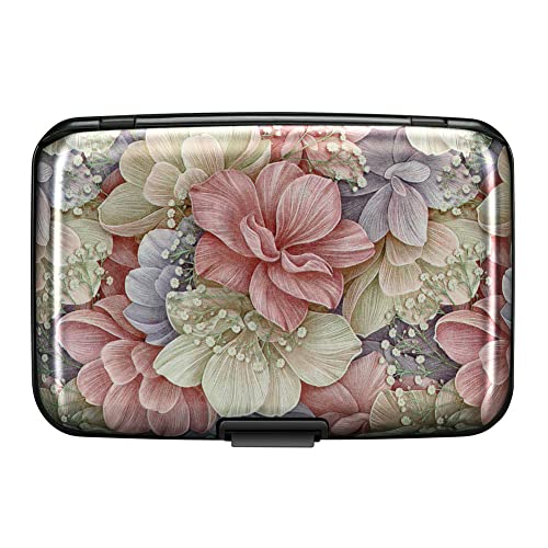 ELFISH Mini RFID Aluminum Wallet Credit Cards Holder Business Card Case Metal ID Case for Men Women（Happy Flower - Image 4