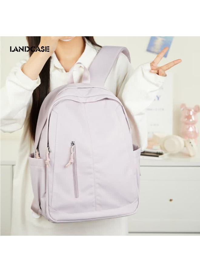 Landcase Backpack Women's Travel Large Capacity Lightweight Schoolbag College Student Laptop Bag Men's 4155 Pink Purple - Image 2