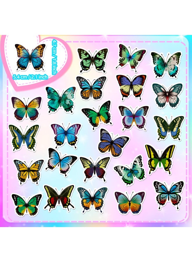 NIBEMINENT 50 Pcs Blue Flower Butterfly Deco Kit Waterproof Stickers, High Definition Printing Bright Colors, Suitable for Laptop Skateboard Luggage Water Bottle Guitar DIY - Image 3