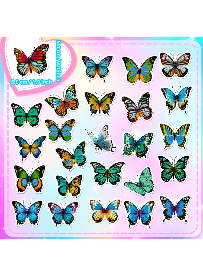 NIBEMINENT 50 Pcs Blue Flower Butterfly Deco Kit Waterproof Stickers, High Definition Printing Bright Colors, Suitable for Laptop Skateboard Luggage Water Bottle Guitar DIY - Image 2