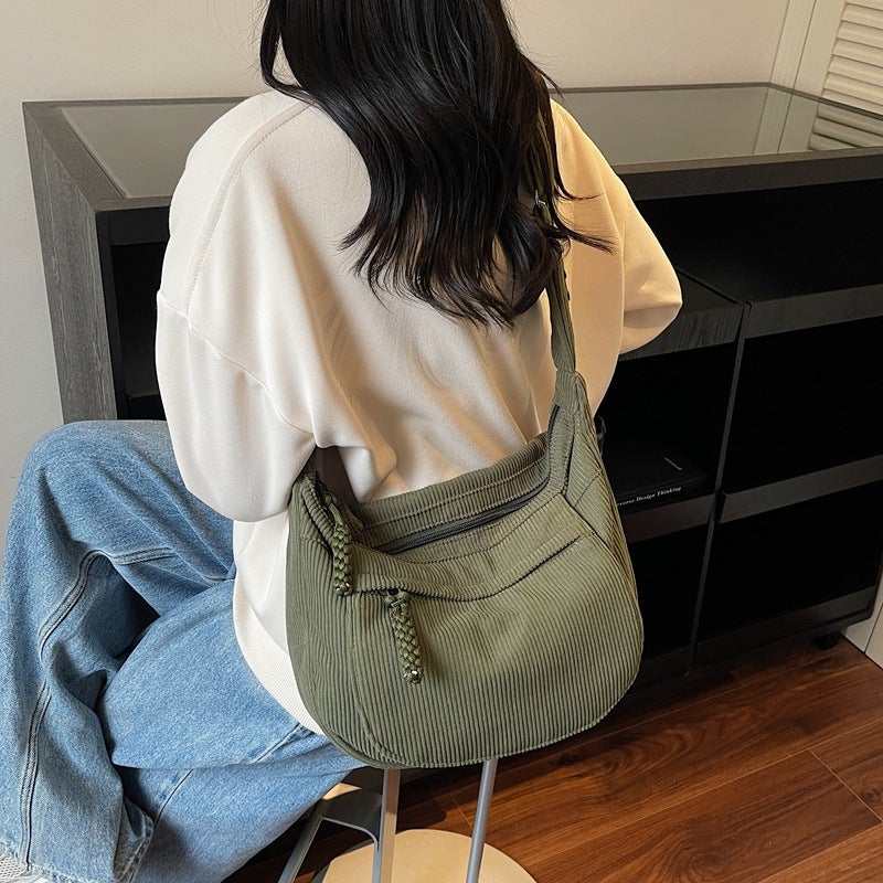 Women's Corduroy Shoulder Bag, Large Capacity - Image 2