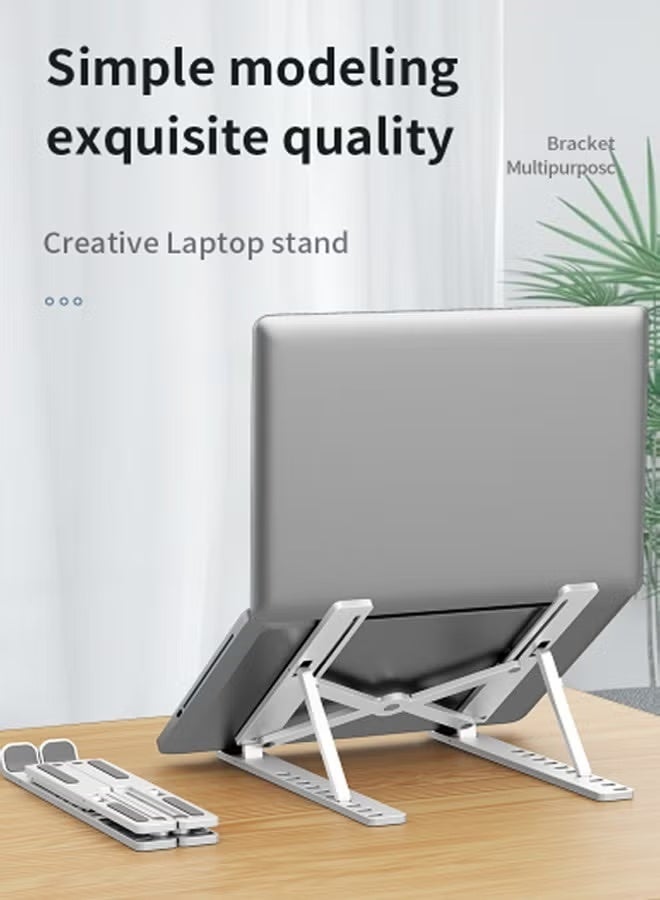 Portable Laptop Stand for Desk with Large Anti-Slip Pads - Adjustable 7 Angles Computer Riser - Foldable Laptop Holder Compatible 10-15.6” Laptops - Image 2