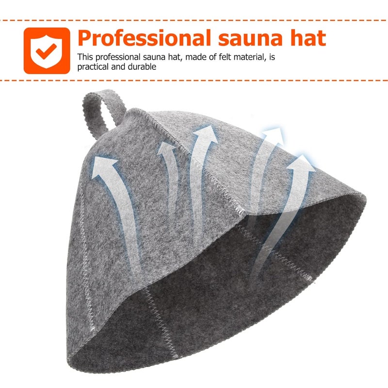 comfrt 2pcs Wool Sauna Hat Felt Bath Hat Water Absorption Bath Hair Cap Shower Bathing Caps Head Protection Cover with Loop for Sauna Dry Steam Room Accessories Grey - Image 5