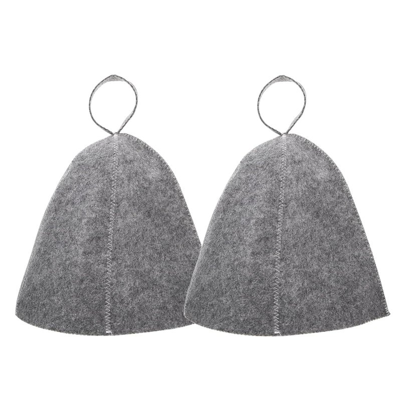 comfrt 2pcs Wool Sauna Hat Felt Bath Hat Water Absorption Bath Hair Cap Shower Bathing Caps Head Protection Cover with Loop for Sauna Dry Steam Room Accessories Grey - Image 1
