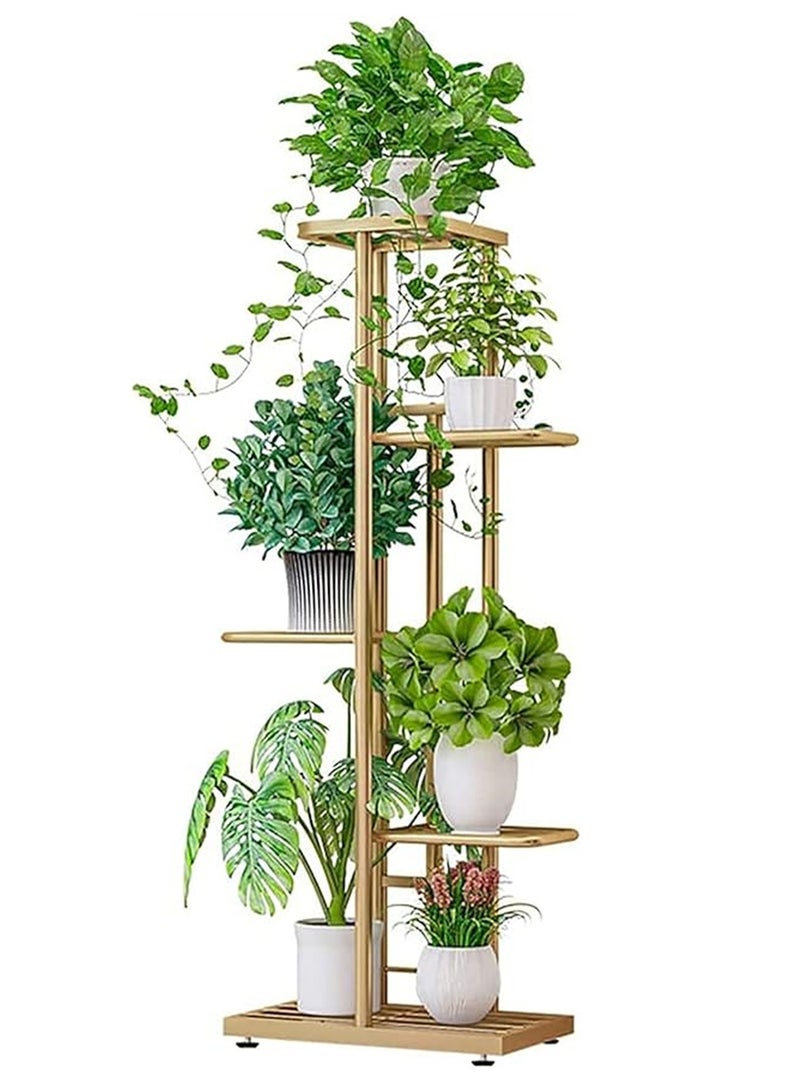 Generic Golden Plant Stand, 5 Tier Plant Potholder Shelves Metal Planter Display Rack Indoor and Outdoor  - Image 1