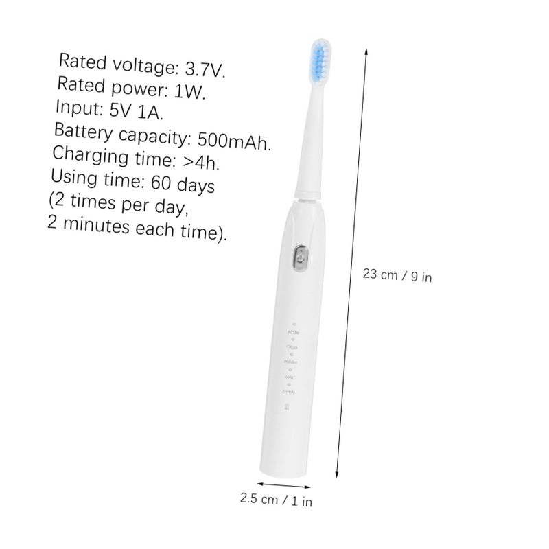 Baluue Electric Five Speed Vibration Toothbrush Soft Bristles Rechargeable Battery White - Image 3