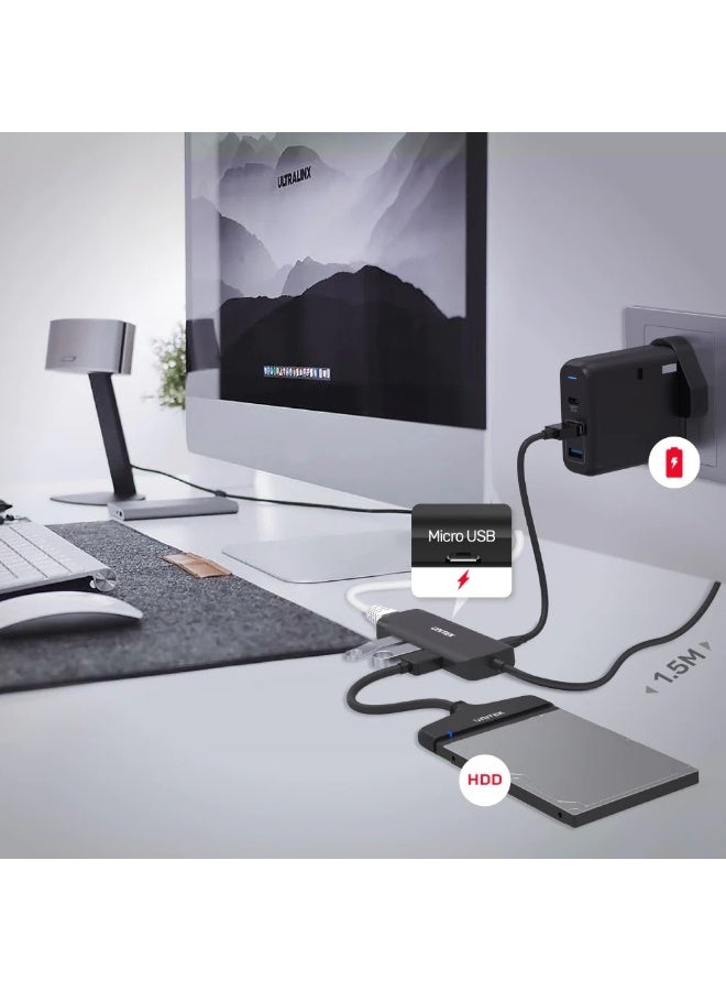UNITEK USB HUB 4 Ports Powered USB 3.0 Hub with 1.5m Cable - Image 3