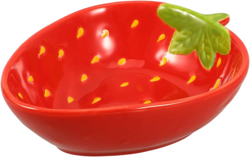 Cabilock Strawberry Bowl Ceramic Bowl Salad Plate Decorative Fruit Plate Strawberry Shaped Serving Plate Dessert Plate Cute Porcelain Plates Food Container for Pasta Snack Appetizer - Image 1