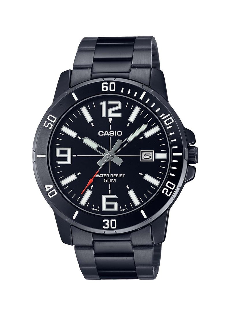 ساعة يد انالوج دائرية مقاومة للماء مصنوعة من الستانلس ستيل MTP-VD01B-1BVUDF