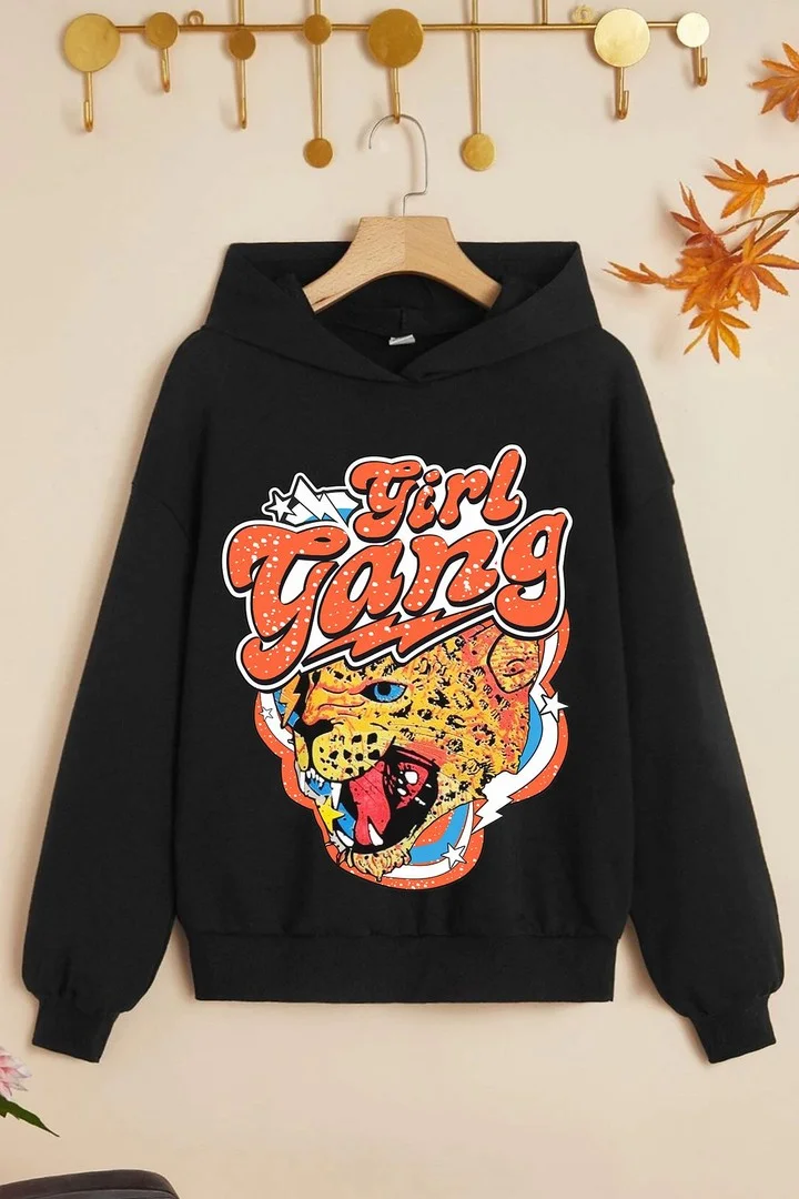 ONLYTRENDWEAR Kids Girl Gang Printed Sweatshirt 3-4 Years Old Black