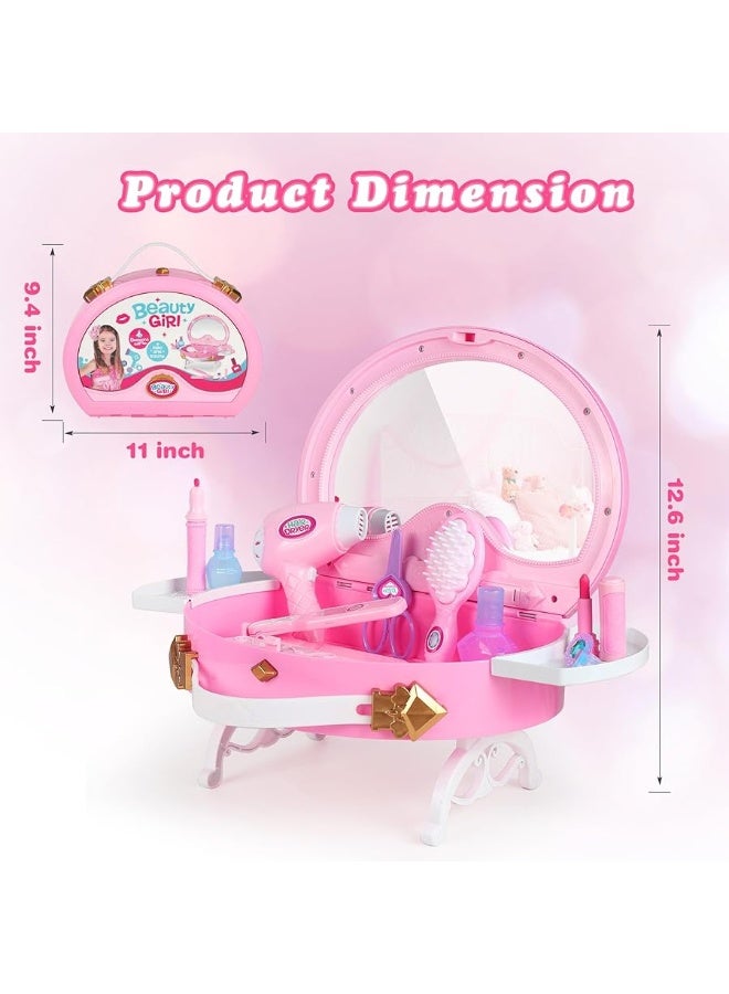 Bettina Toddler Vanity - Portable Kids Vanity Set with Mirror & Makeup Accessories, Lights and Music, Makeup Kits Princess Toys for Girls Aged 3+ - Image 5