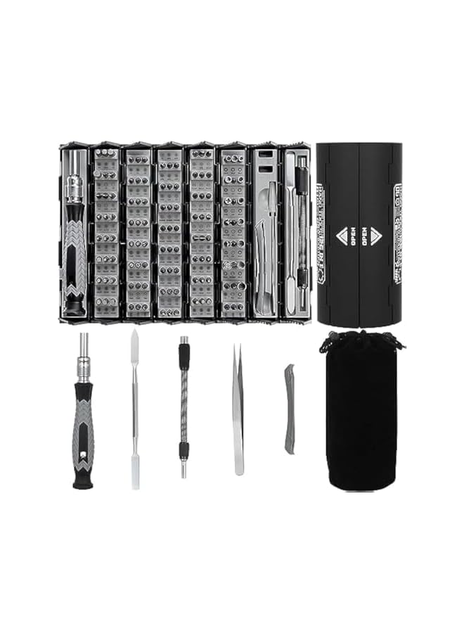 PROMASS Screwdriver Set, Mini Magnetic Screwdriver Set, 126 in 1 Portable Cylinder Screwdriver DIY Repair Tool Kit, Suitable for Glasses Computers Mobile Phones Repair and Disassembly Electronic Devices  - Image 2
