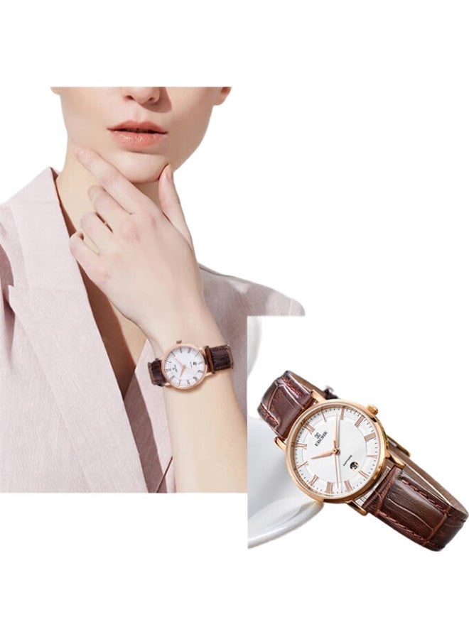 EBOHR Women'S Watch, Master Series Simple Leather Strap, Valentine'S Day Gift, Quartz Watch 36000241, Gift For Women - Image 1