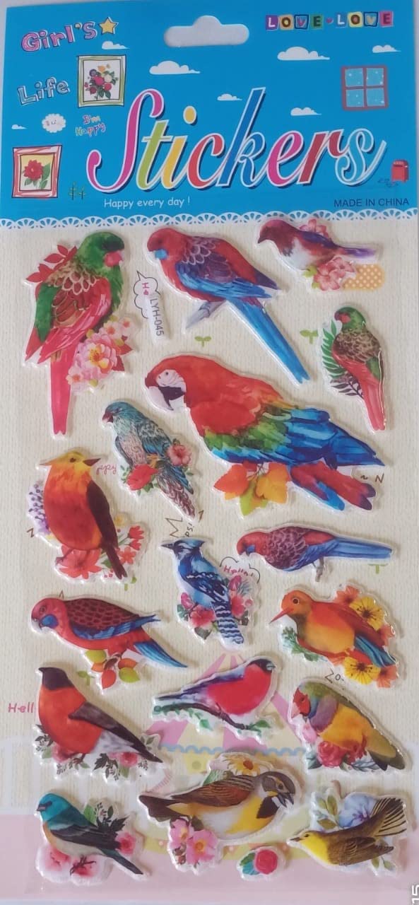 R.S 3D Foam Plastic Stickers Sheets for Kids book's Cover and Indoor Room wall's for Decoration (Emoji -Birds-Fishes) - Image 4
