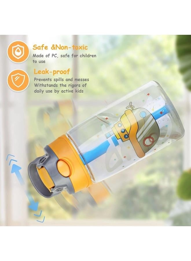 Kids Water Bottle with Spout Cover and Built-in Carrying Loop, Made of Durable Plastic, Leak-Proof Water Bottle Design for Travel-480ML - Image 3
