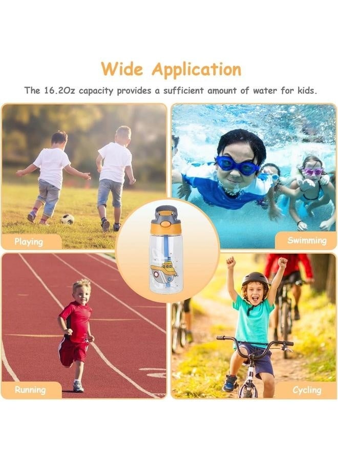 Kids Water Bottle with Spout Cover and Built-in Carrying Loop, Made of Durable Plastic, Leak-Proof Water Bottle Design for Travel-480ML - Image 4