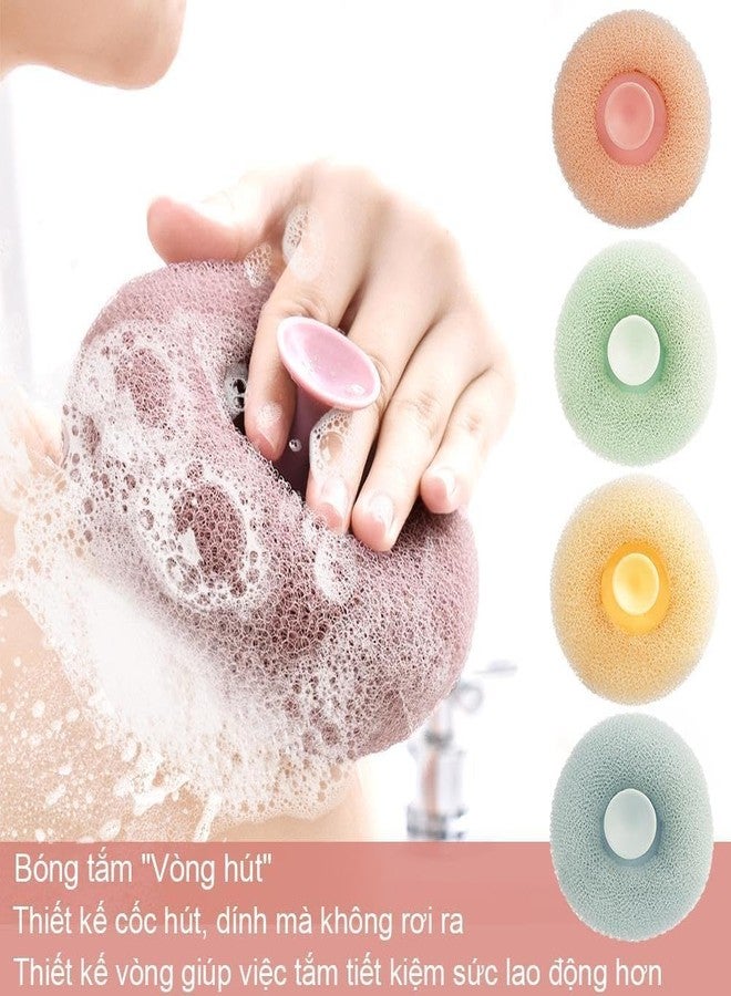 AVMPHD Suction Cup Loofah Bath Balls,Shower Sponge with Sucker Brush,Soft Bath Sponge Flower,Exfoliating Bath Ball Shower Brushes Massage Exfoliate Skin Scrubber - Image 4