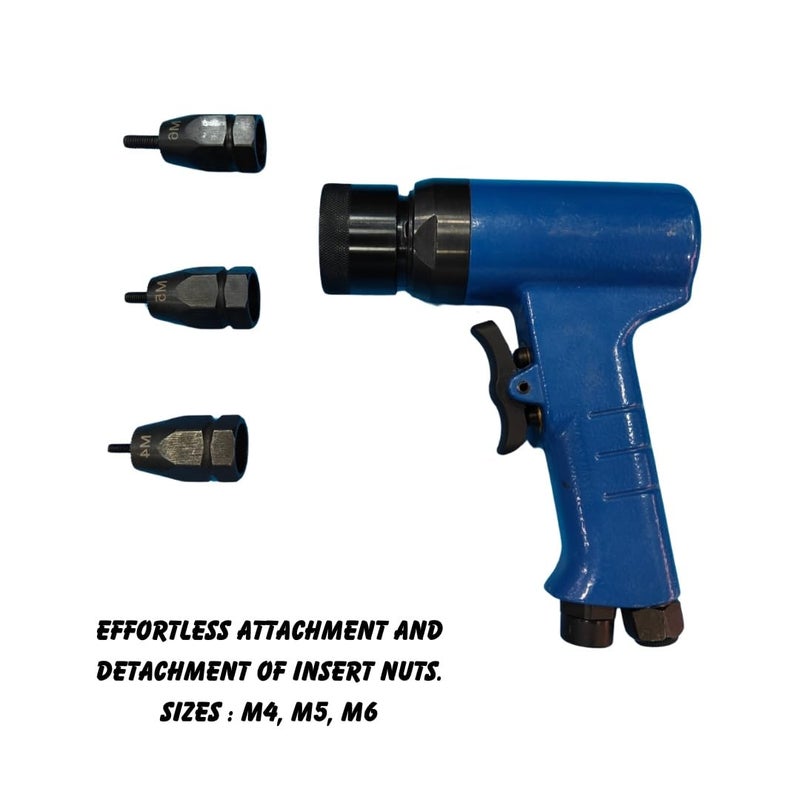 Pneumatic Rivet Nut Gun Air Nut Pull Setter Tool with 3 Interchangeable NosePiece Sizes with 1500 rpm M4 M5 M6 - Image 2