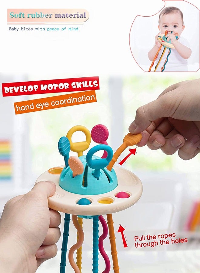 DURKU Teething Toys for Safe Development, Montessori Activity Pull String Toy, Sliding Magic Balls Sensory Toy, Baby Travel Fine Motor Skill Toy, High-Quality ABS Plastic and Food-Grade Silicone. - Image 4