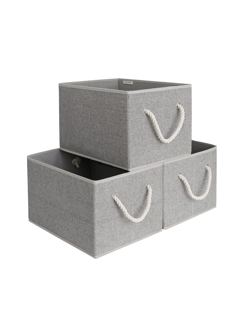 StorageWorks StorageWorks Storage Baskets for Shelves Foldable Fabric Closet Storage Bins with Handles Fabric Storage Bins Clothes Organizer Gray 3Pack Large 