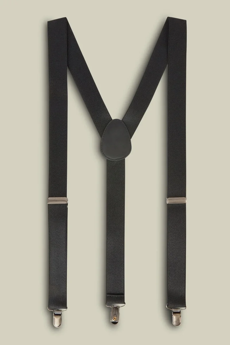 دوبل غانغر Men's plain stretch braces - Black