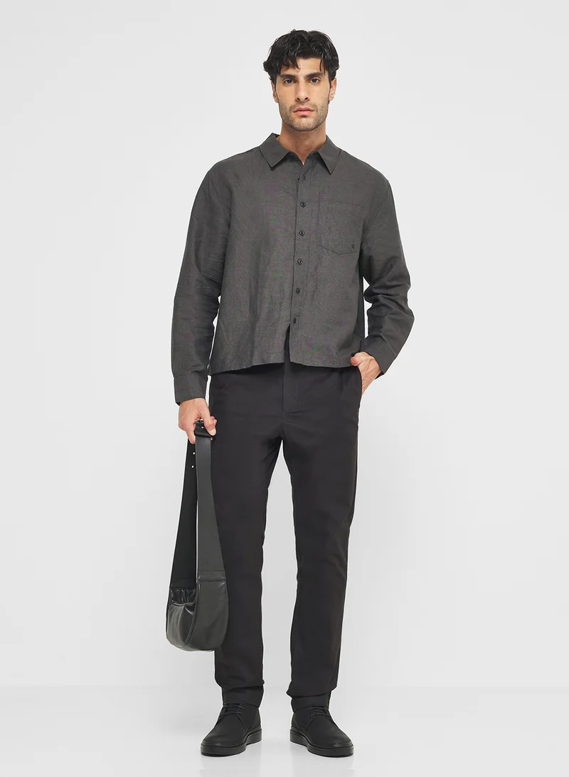 Calvin Klein Jeans Relaxed Cropped Linen Cotton Shirt