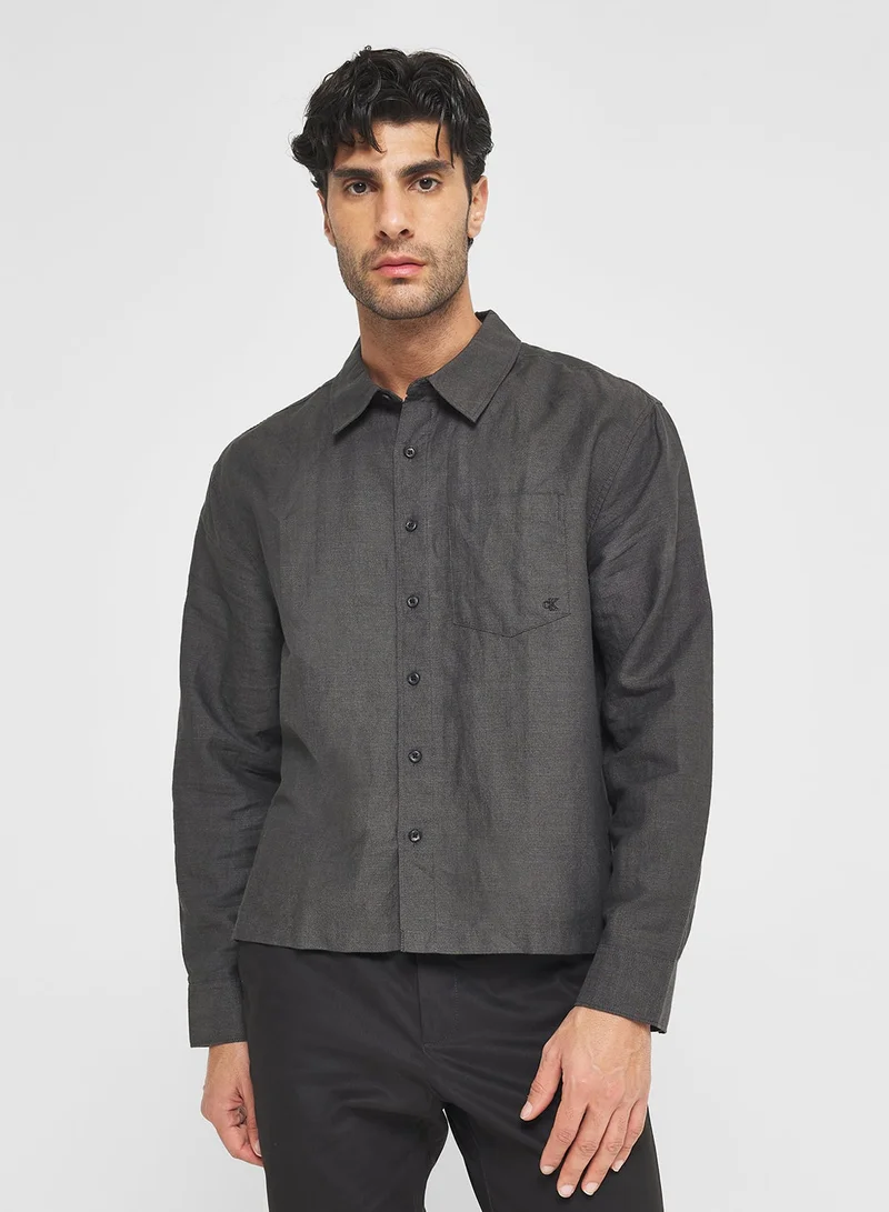 Relaxed Cropped Linen Cotton Shirt