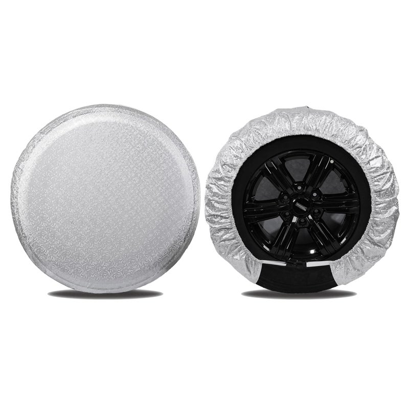 MOONET Tire Covers for RV Wheel 2 Pack Silver Oxford Waterproof UV Sun Protectors for Motorhome Boat Trailer Camper Van SUV Fits Tire Diameter 1921 - Image 2