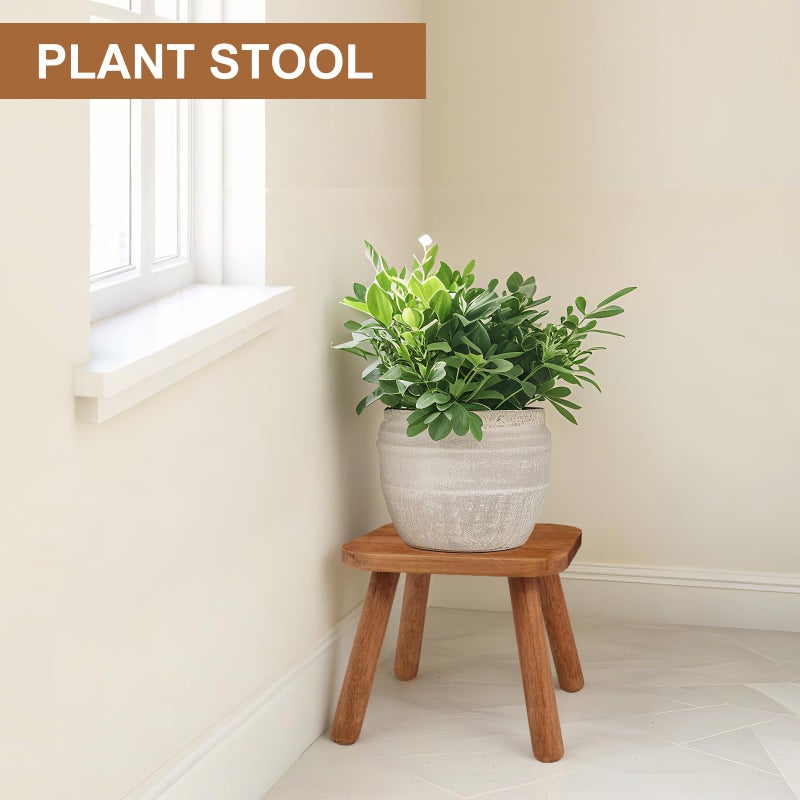 zaowofires Solid Wood Step Stoolï¼ŒWooden Plant Stool, Wood Plant Stand, Round Footstool, Removable Portable, Small Short Shoe Changing Stool (Walnut, 9.3inch) - Image 2