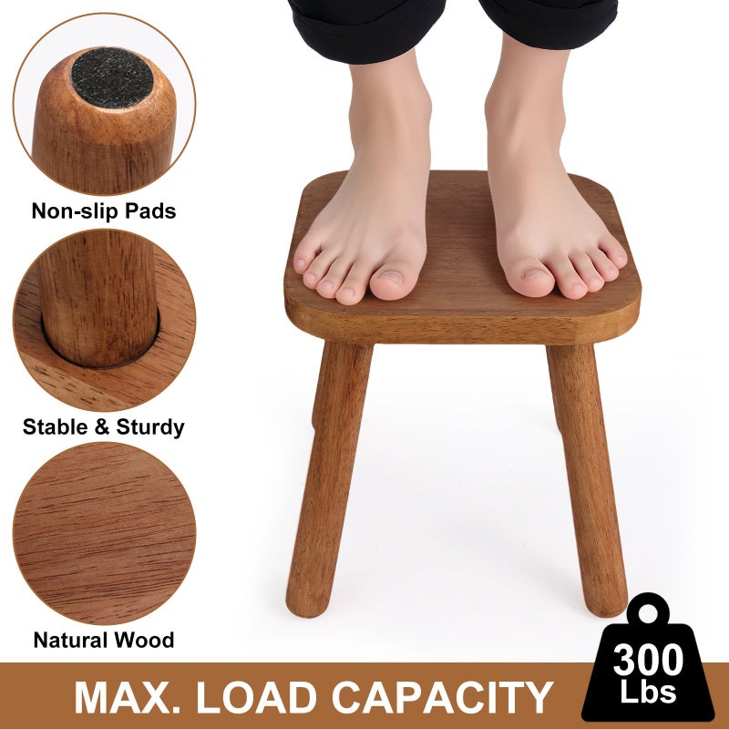 zaowofires Solid Wood Step Stoolï¼ŒWooden Plant Stool, Wood Plant Stand, Round Footstool, Removable Portable, Small Short Shoe Changing Stool (Walnut, 9.3inch) - Image 5