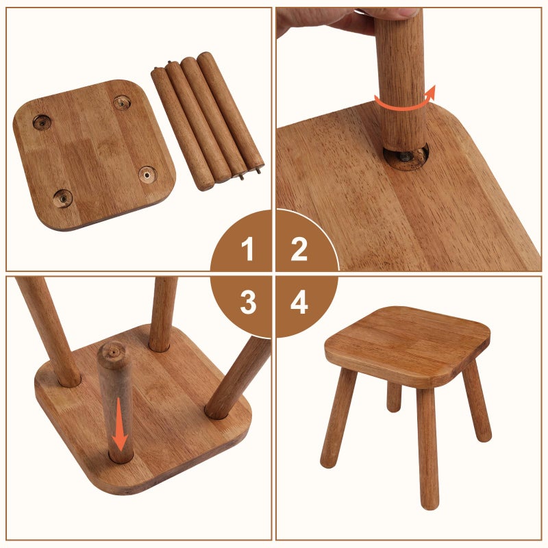 zaowofires Solid Wood Step Stoolï¼ŒWooden Plant Stool, Wood Plant Stand, Round Footstool, Removable Portable, Small Short Shoe Changing Stool (Walnut, 9.3inch) - Image 4