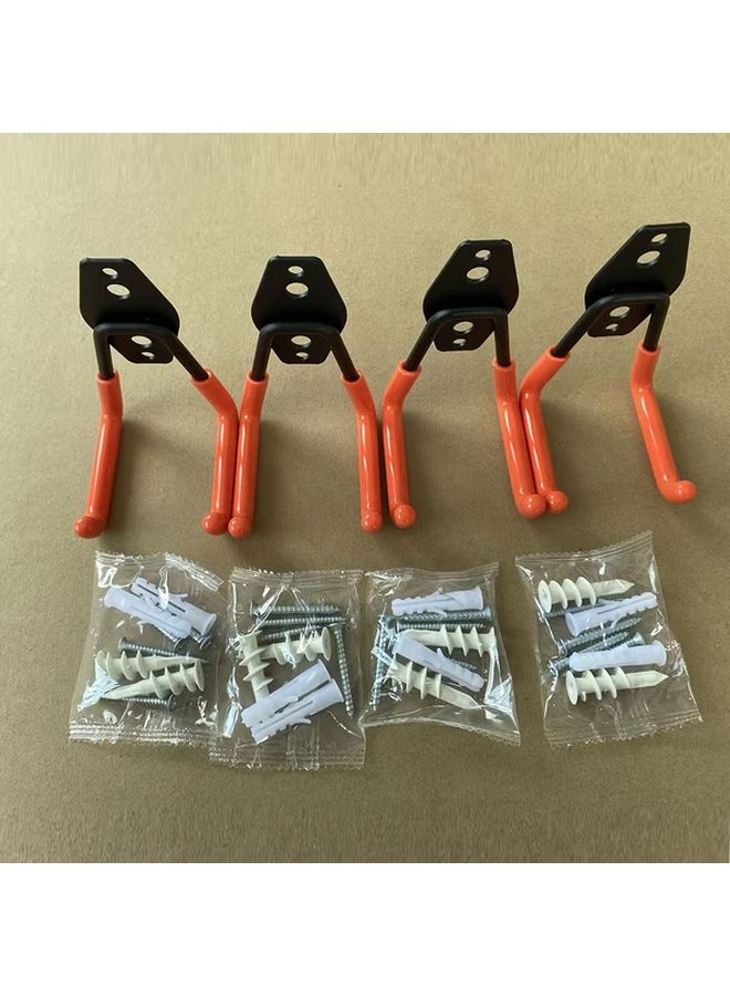 خطافات مرآب كبيرة الحجم مشرقة باللون البرتقالي، متينة للتركيب على الحائط، 4 قطع - Image 3