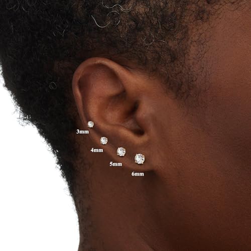 MILACOLATO Cubic Zirconia Stud Earrings for Women Men | 18K Gold Plated Hypoallergenic Sterling Silver Post Earrings | Big Brilliant Simulated Diamond CZ Halo Stud Earrings for Sensitive Ears G Round - Image 5