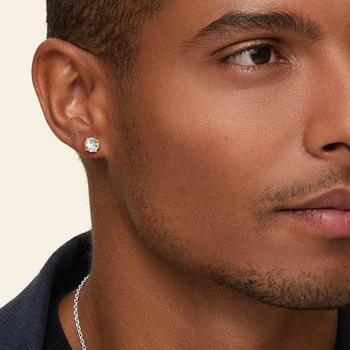 MILACOLATO Cubic Zirconia Stud Earrings for Women Men | 18K Gold Plated Hypoallergenic Sterling Silver Post Earrings | Big Brilliant Simulated Diamond CZ Halo Stud Earrings for Sensitive Ears G Round - Image 3