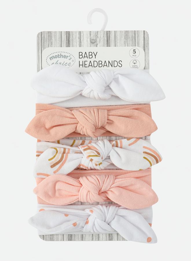 Mothers Choice Pack of 5 - Bow Cotton Headbands 0-6 Months - Image 2