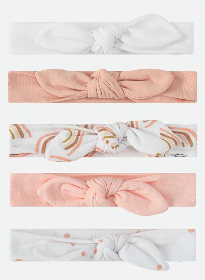 Mothers Choice Pack of 5 - Bow Cotton Headbands 0-6 Months - Image 1
