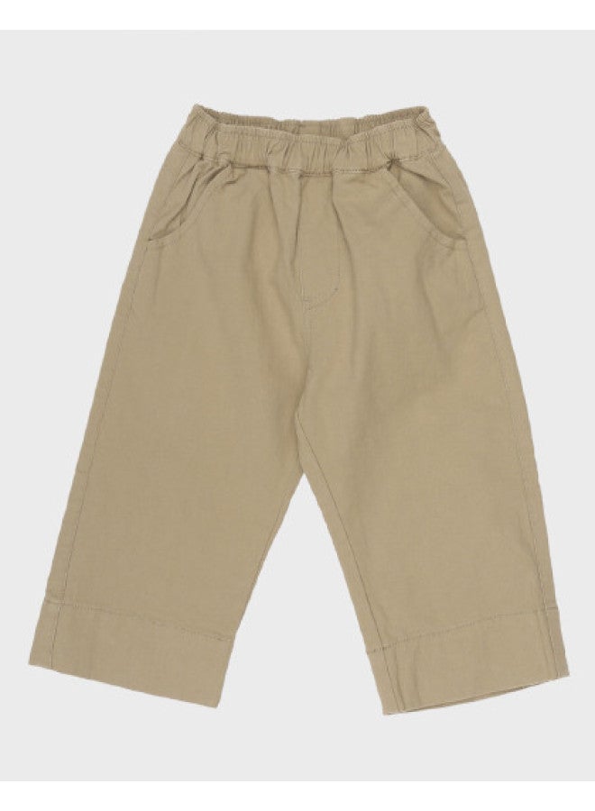 Zara Kids' Cotton Minimalist Casual Solid Color Versatile Basic Elastic Waist Straight Leg Pants - Image 1