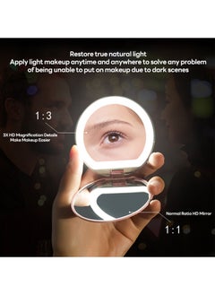 شاربدو مرآة مكياج قابلة للطي محمولة مع ضوء LED، قابلة للشحن عبر USB 7.5*7.5*2 سم  - Image 5