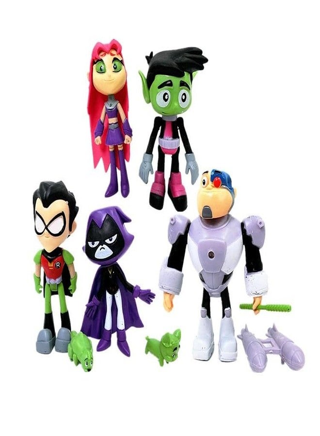 PINAKA Teen Titans Beast Boy Anime Movie Steel Bones Starfire Raven Handyman Office Boy Action Figure Anime Figurine Collectible Figurines - Image 1