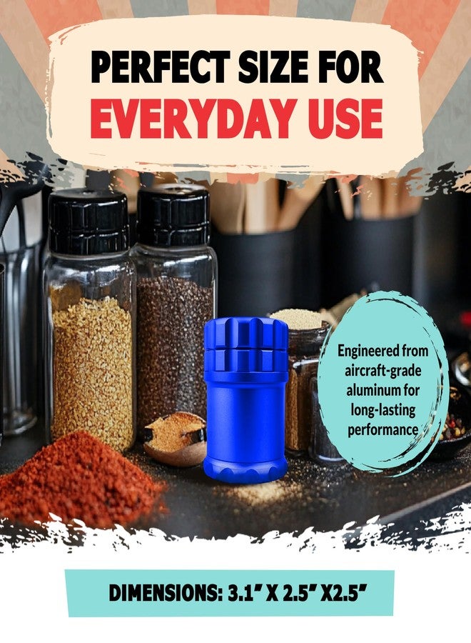 اتش اس مطحنة هيرب سيفر المعدنية الكبيرة 3.1 بوصة × 2.5 بوصة × 2.5 بوصة - مطحنة توابل مصنوعة من الألومنيوم المستخدم في صناعة الطائرات، مزودة بأسنان حادة للغاية وغطاء مغناطيسي - صغيرة الحجم ومتينة - مثالية لطحن الأعشاب والتوابل (أزرق) - Image 3